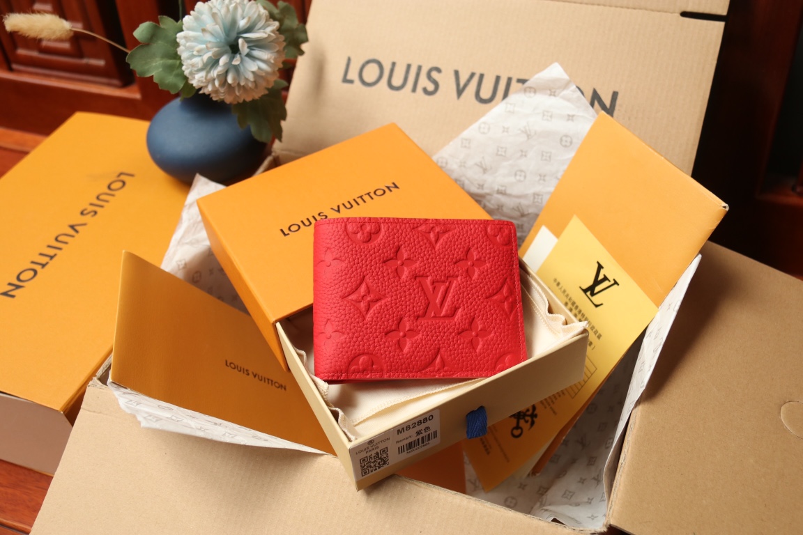 [TOP]Designer Red Taurillon Leather Slender Wallet - Gorchic - $131.99