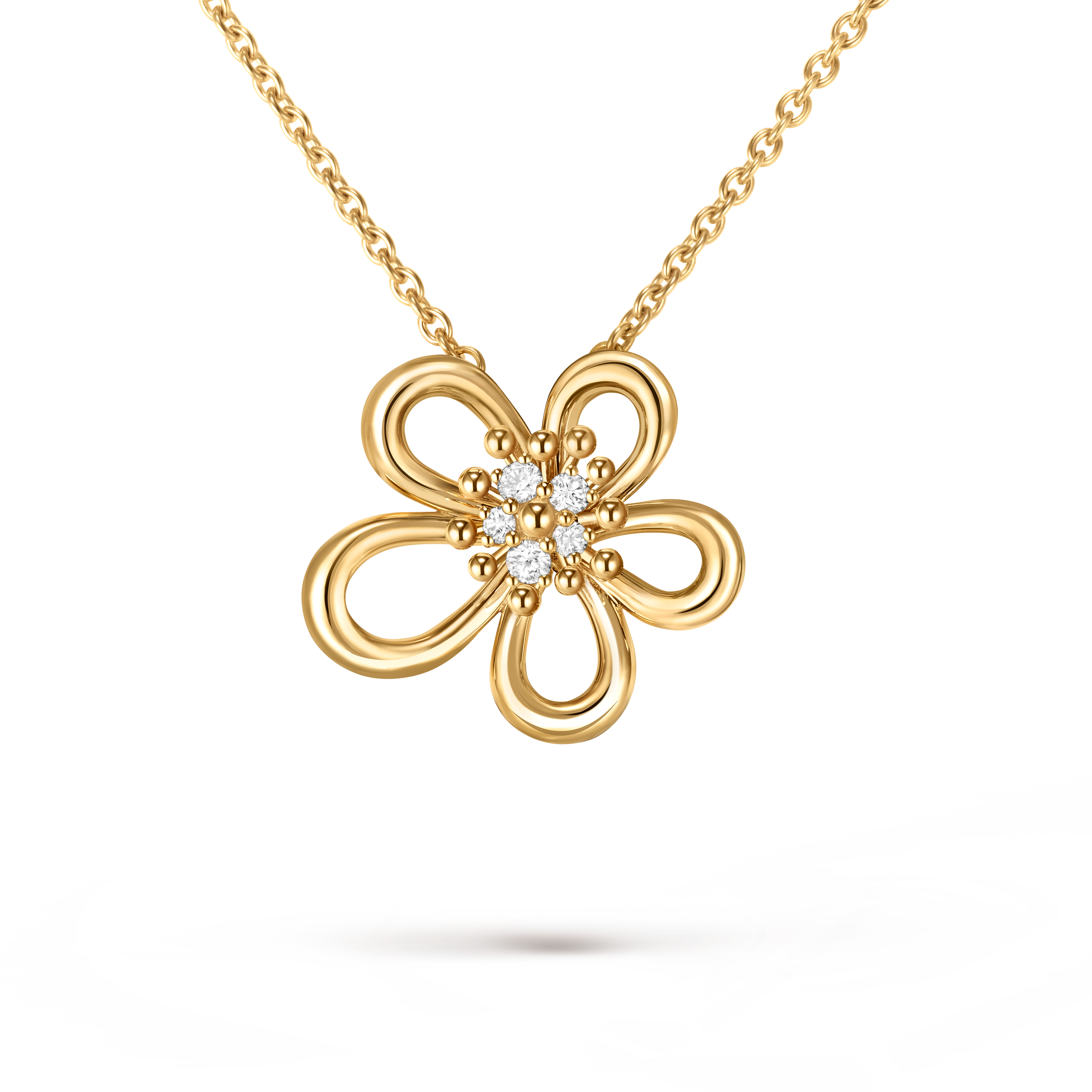 VAC Flowerlace pendant, Yellow gold, diamonds, Small model - Gorchic - $44.99