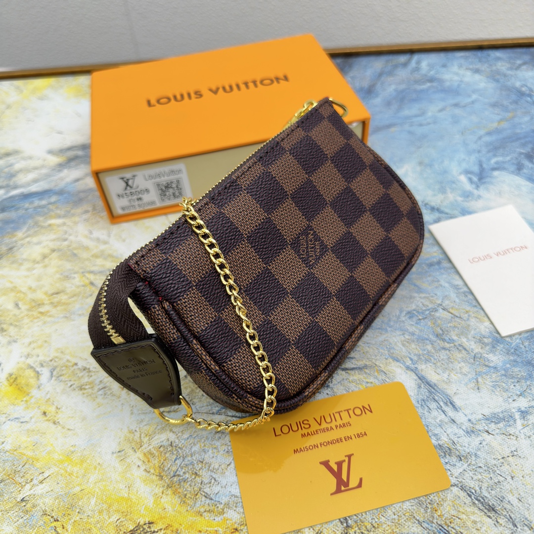 [TOP]Designer Damier Ebene Mini Pochette Accessoires Handbag - Black - Gorchic - $142.99