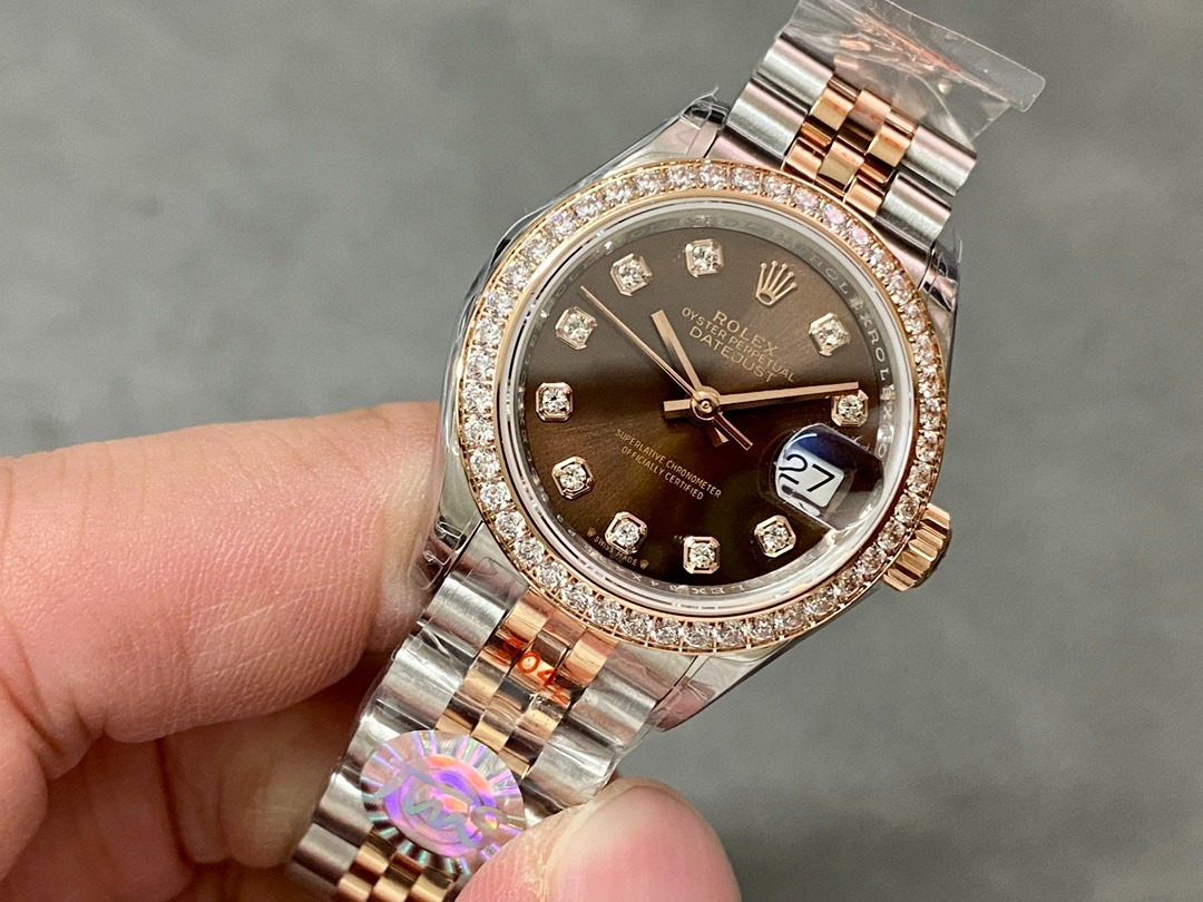 Rolex Datejust Rolex watch, Quartz watch, Oystersteel, Rose Gold, Diamonds, Classic Size - Gorchic - $127.99