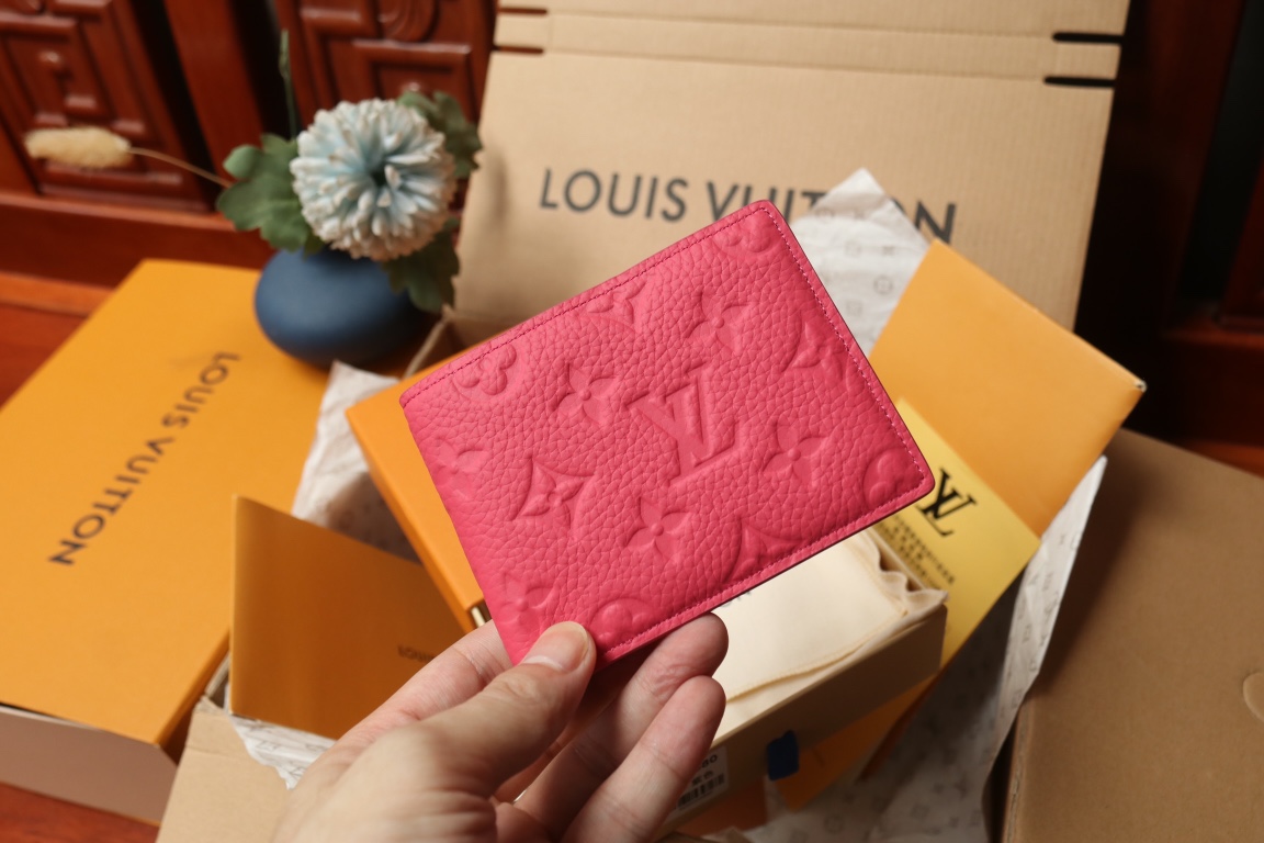 [TOP]Designer Rose Red Taurillon Leather Slender Wallet - Gorchic - $131.99