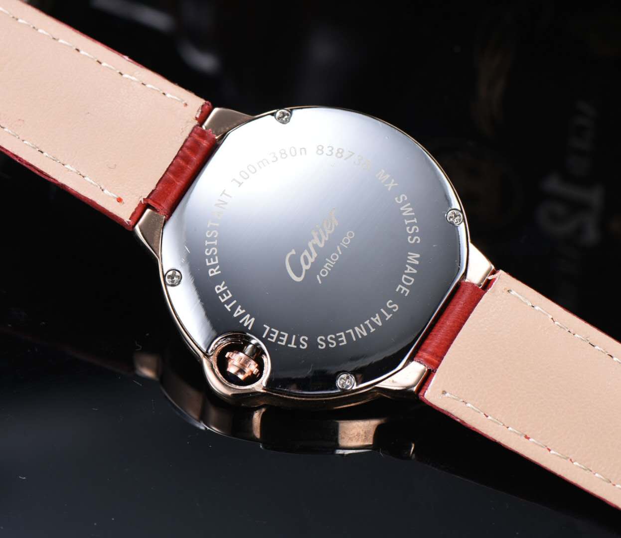 Cartyer Ballon Bleu de Cartyer Red Strap Watch - Gorchic - $116.99