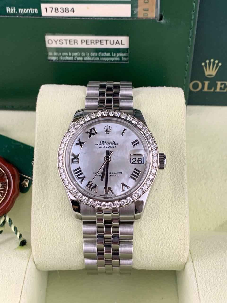 Rolex Datejust Rolex watch, Oystersteel, White Gold, Diamonds, Classic Size - Gorchic - $109.99