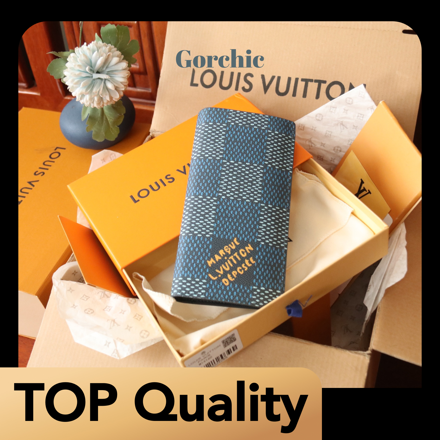 [TOP]Designer Pocket Organizer Damier Heritage Blue - Gorchic - $120.99