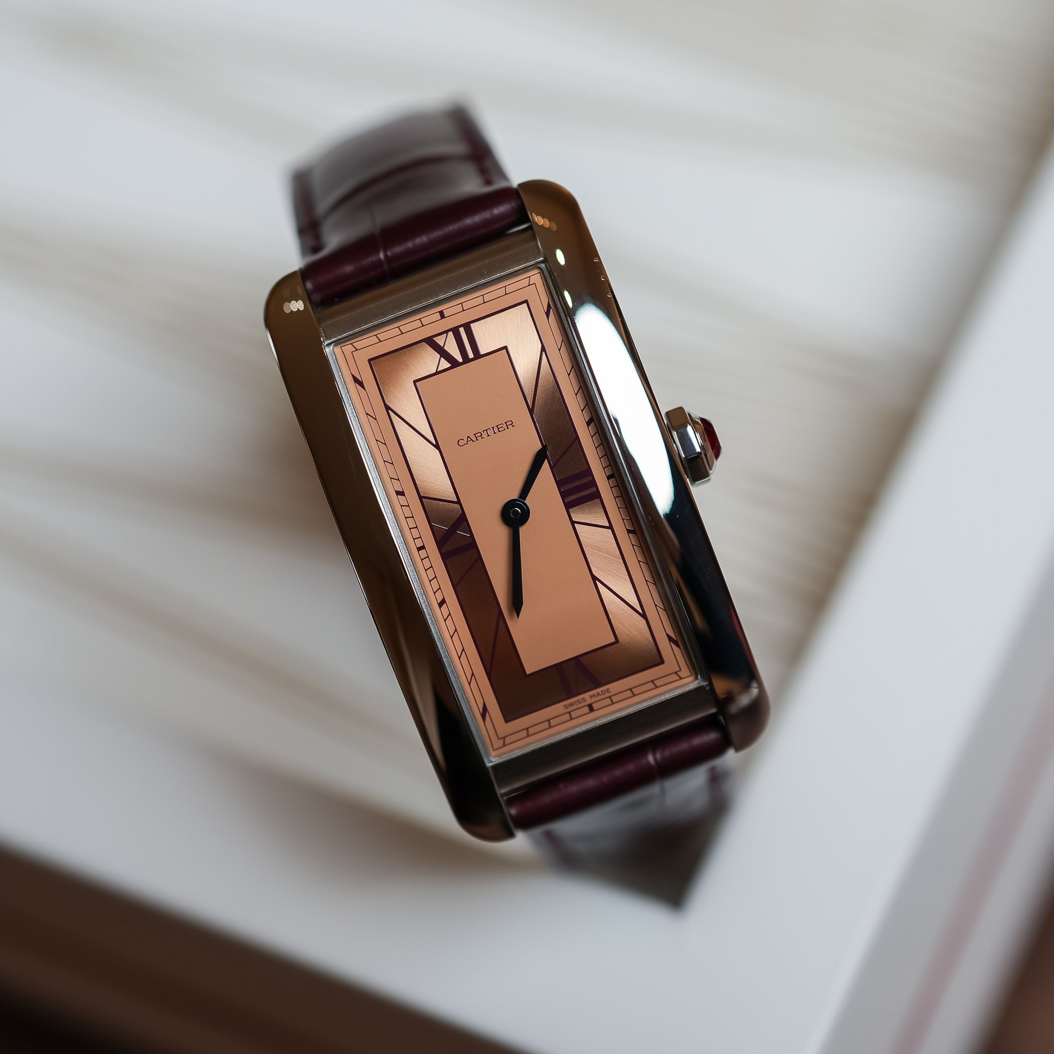 Cartyer Tank Américaine Cartyer watch, White Gold, Large Model - Gorchic - $109.99