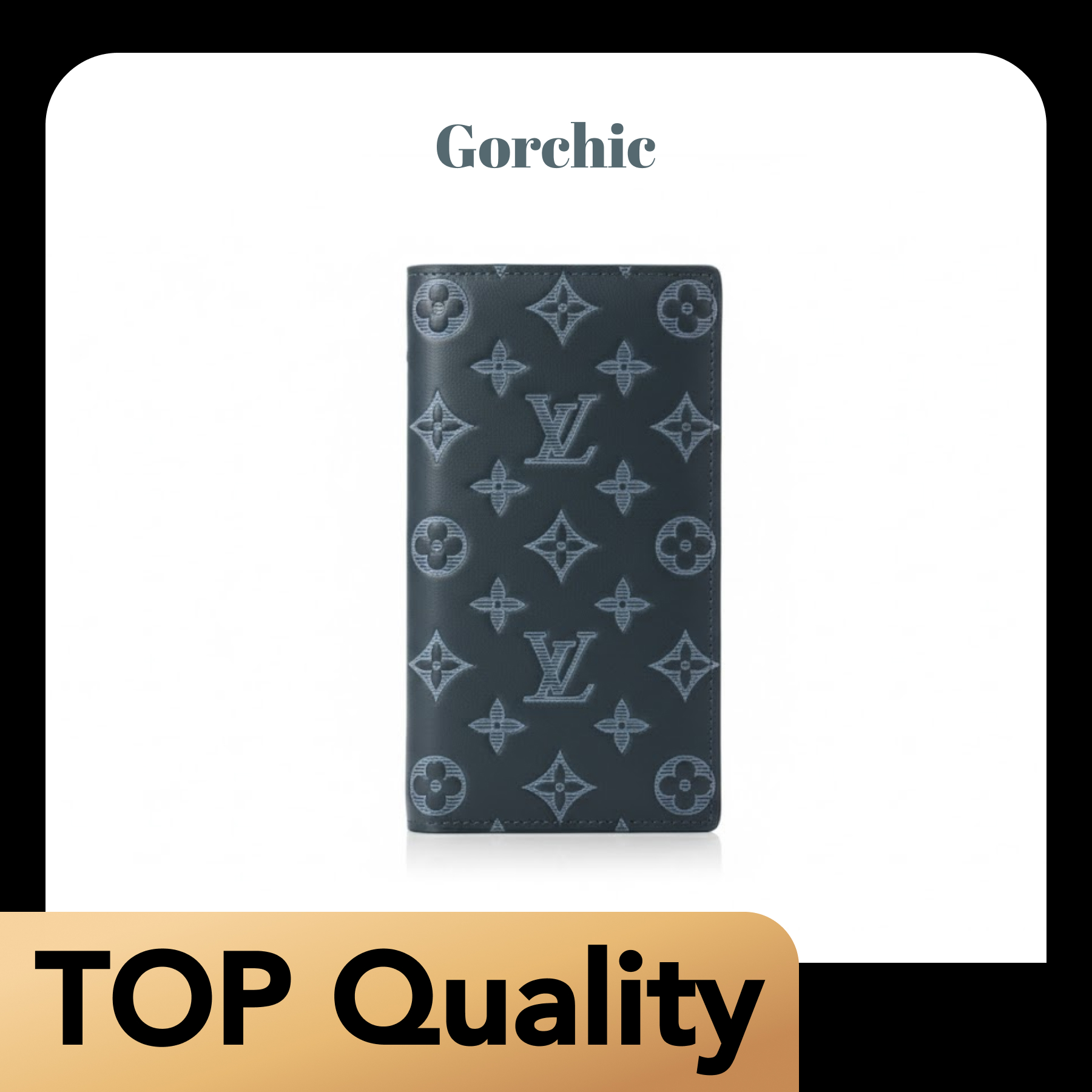 [TOP]Designer Monogram Wallet in Navy - Gorchic - $136.99