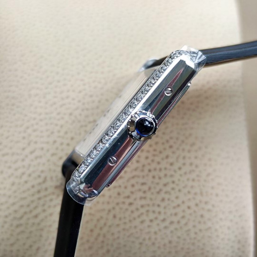 Cartyer Tank Must de Cartyer watch, White Gold, Diamonds, Small Model - Gorchic - $116.99