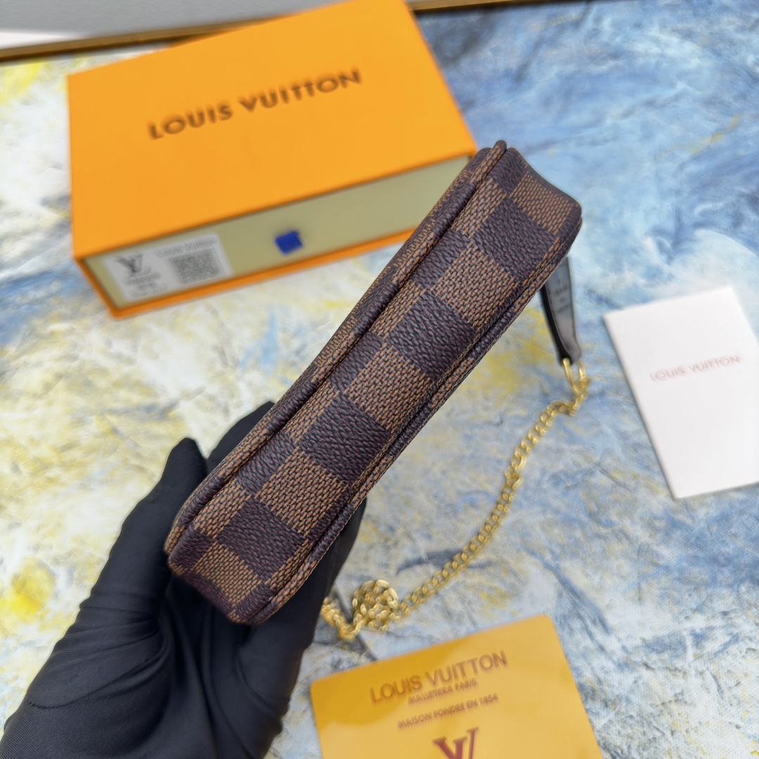 [TOP]Designer Damier Ebene Mini Pochette Accessoires Handbag - Black - Gorchic - $142.99