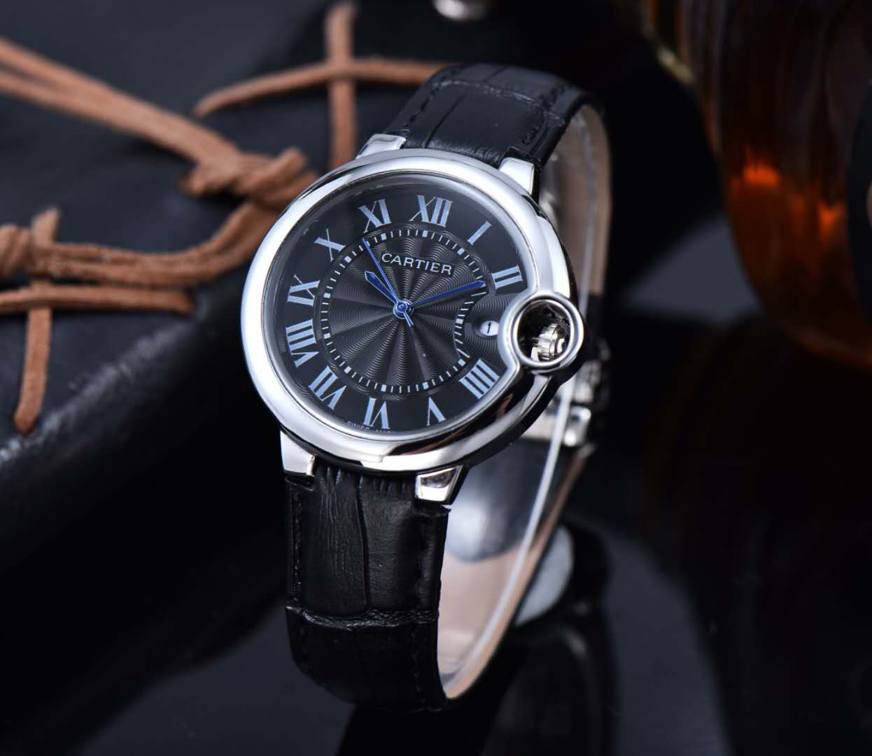 Cartyer Ballon Bleu de Cartyer Black Dial with Black Strap Watch - Gorchic - $116.99