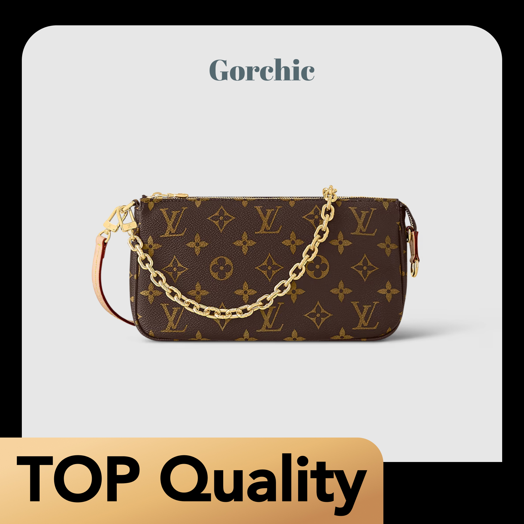 [TOP]Designer Pochette Accessoires Bag - Brown - Gorchic - $158.99