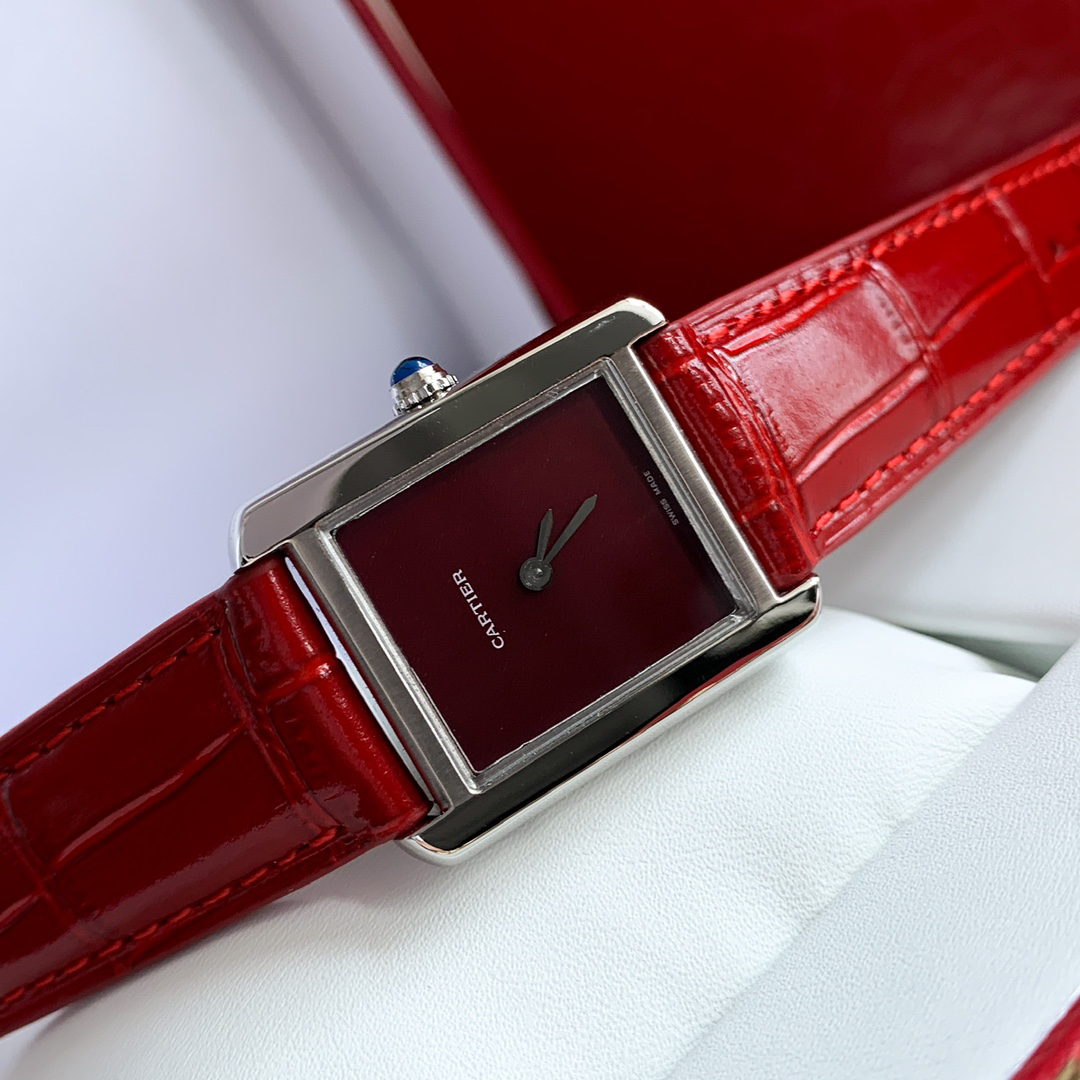 Cartyer Tank Must De Cartyer watch, White Gold, Large Model - Gorchic - $109.99