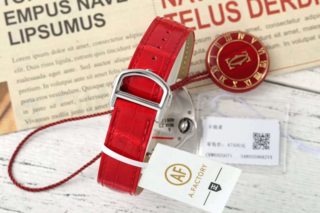 Cartyer Ballon Bleu de Cartyer Red Strap Watch - Gorchic - $116.99