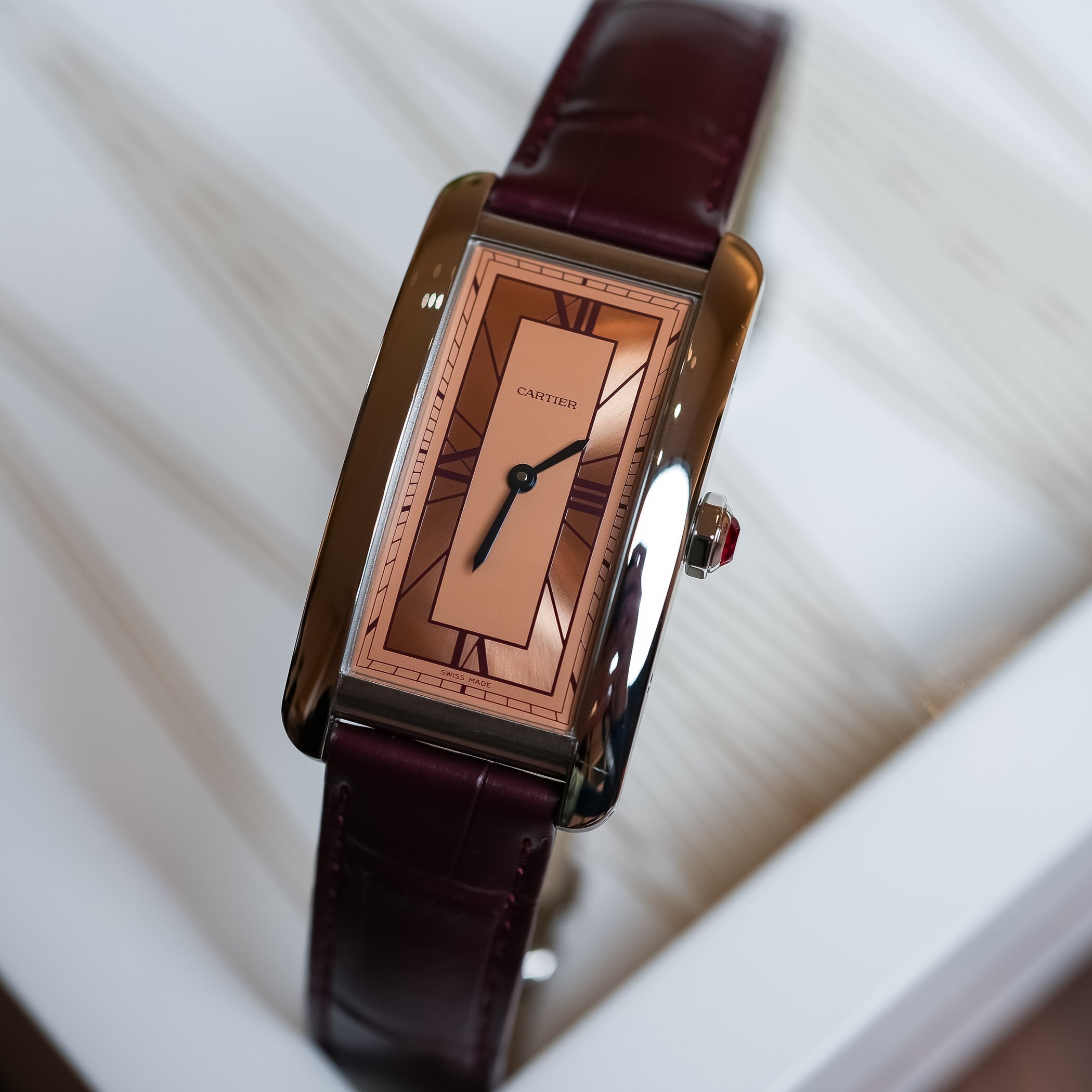 Cartyer Tank Américaine Cartyer watch, White Gold, Large Model - Gorchic - $109.99