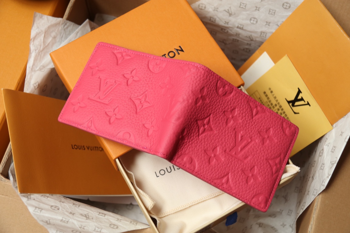 [TOP]Designer Rose Red Taurillon Leather Slender Wallet - Gorchic - $131.99