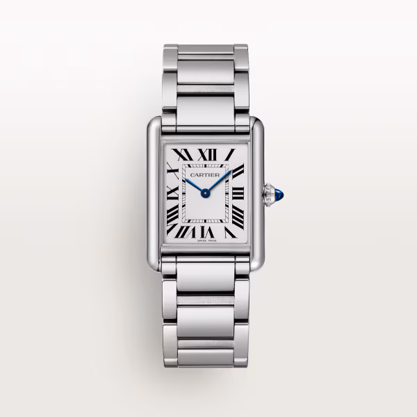 Cartyer Tank Must SolarBeat™ watch, White Gold, Large Model - Gorchic - $102.99