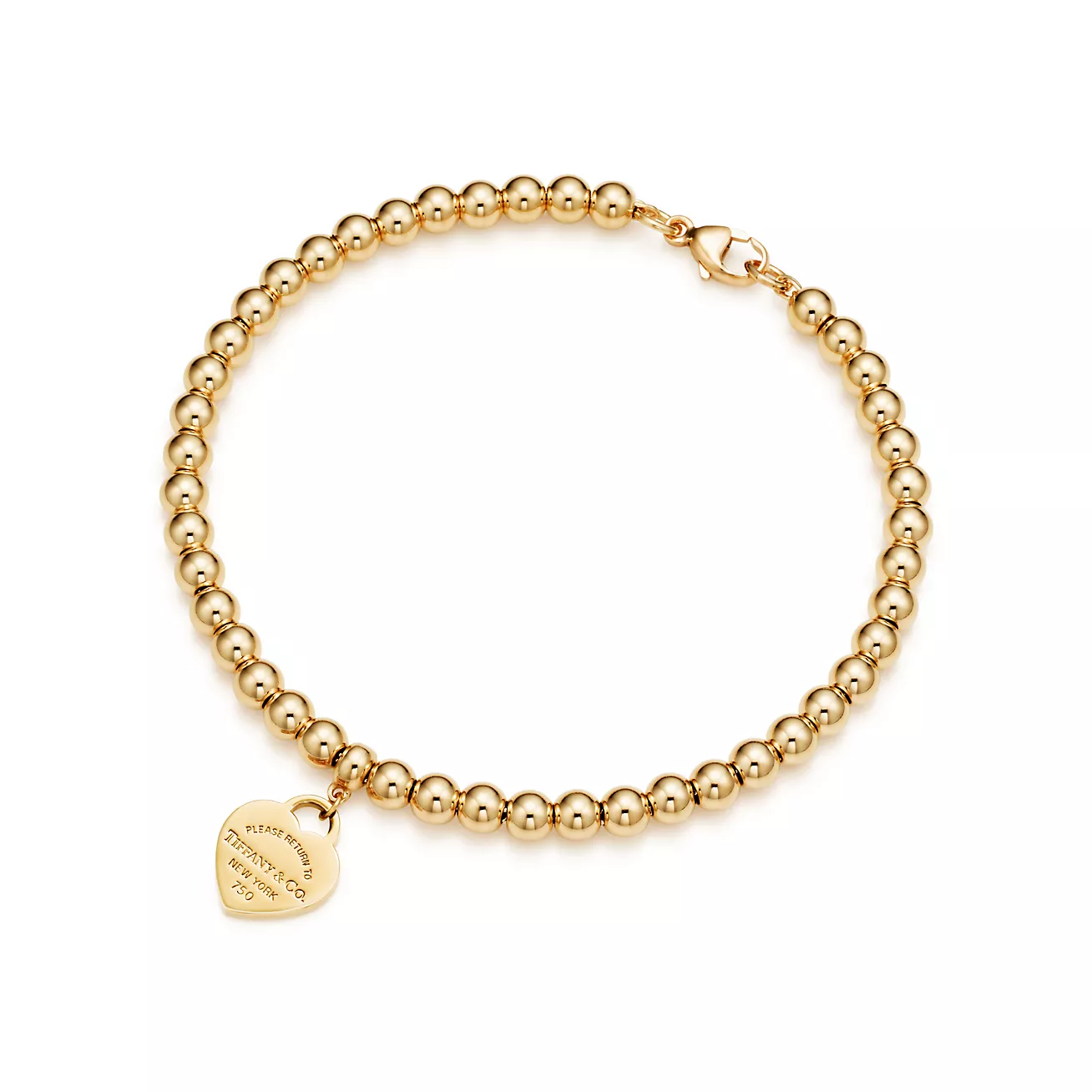 T.F. Gold Heart Tag Bead Bracelet - Gorchic - $48.99