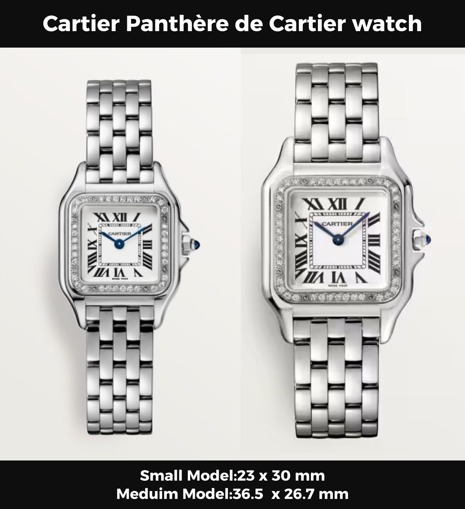 Cartyer Panthère de Cartyer watch, White Gold, Diamond, Medium Model - Gorchic - $120.99