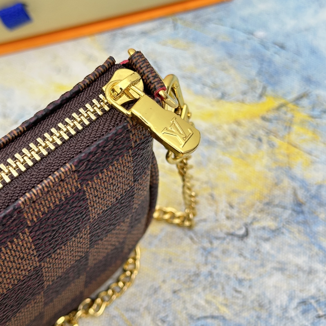 [TOP]Designer Damier Ebene Mini Pochette Accessoires Handbag - Black - Gorchic - $142.99