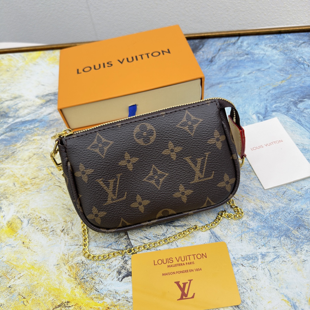 [TOP]Designer Damier Ebene Mini Pochette Accessoires Handbag - Brown - Gorchic - $142.99