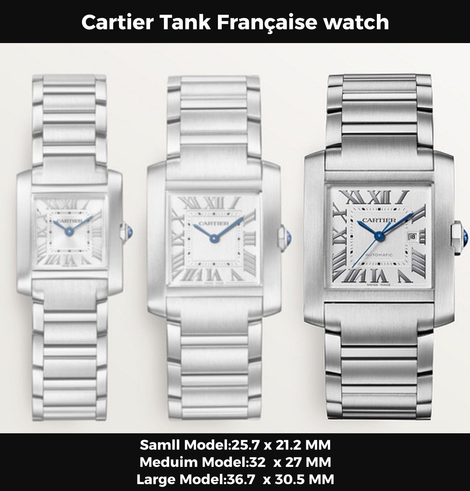 Cartyer Tank Cartyer Française watch,White Gold,Meduim Model - Gorchic - $134.99