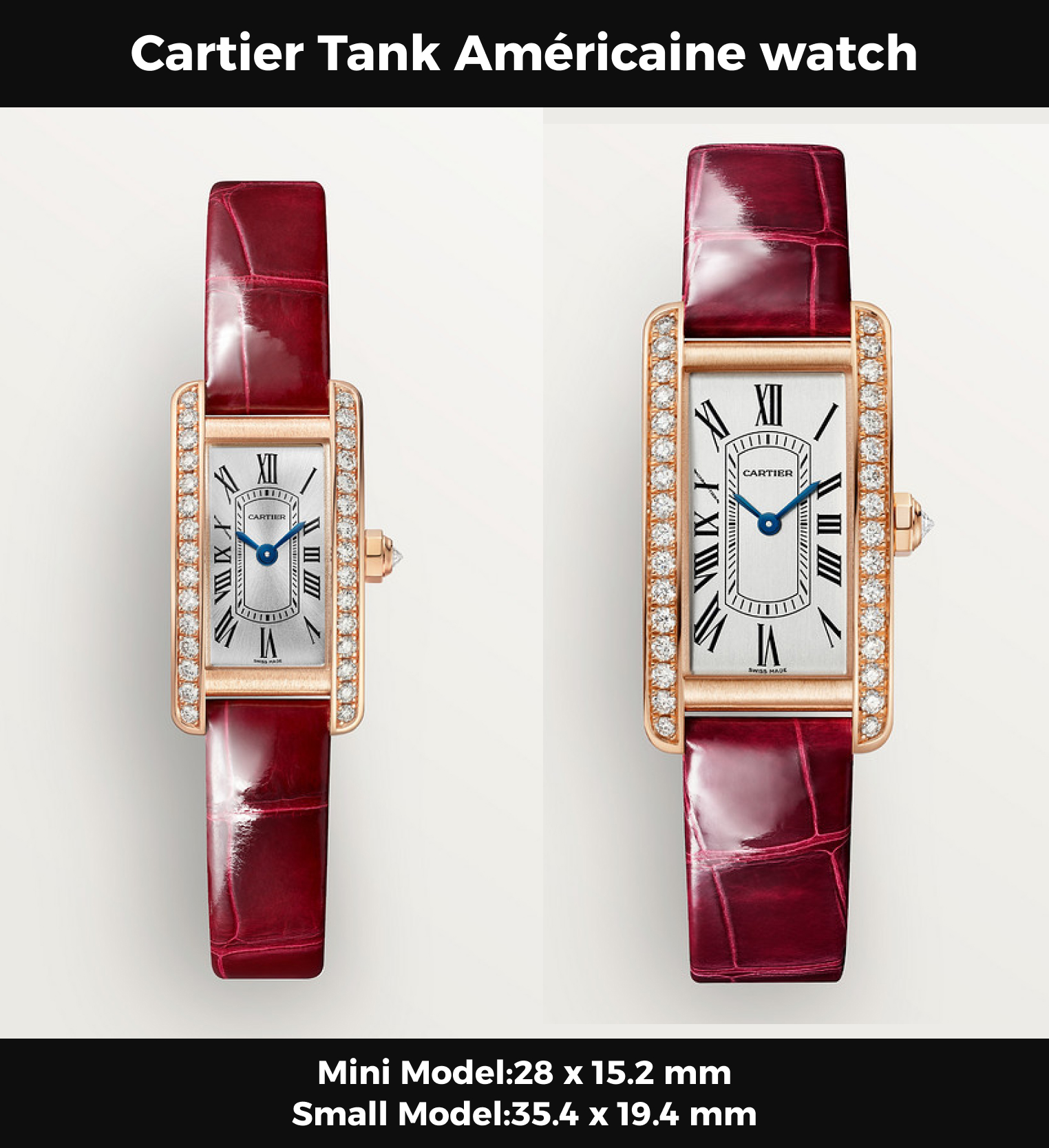 Cartyer Tank Américaine Cartyer watch, Yellow Gold, Diamonds, Small Model - Gorchic - $134.99