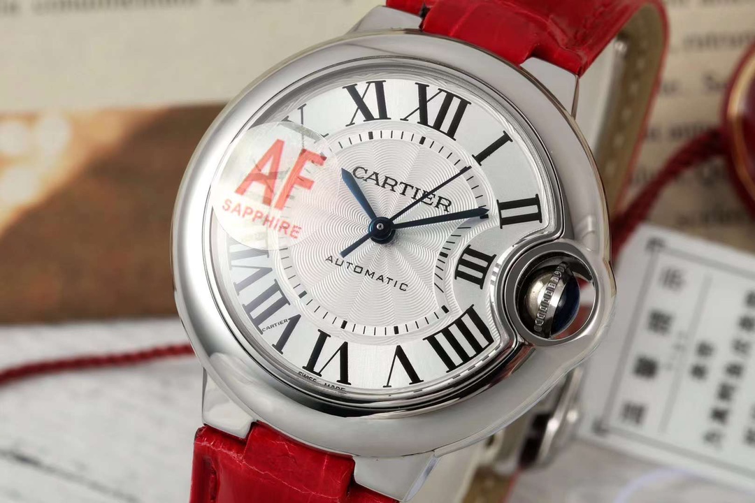 Cartyer Ballon Bleu de Cartyer Red Strap Watch - Gorchic - $116.99