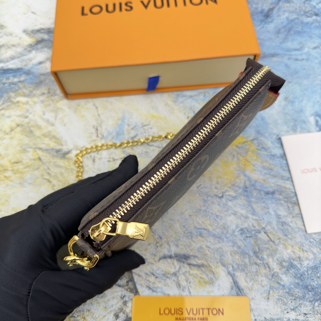 [TOP]Designer Damier Ebene Mini Pochette Accessoires Handbag - Brown - Gorchic - $142.99