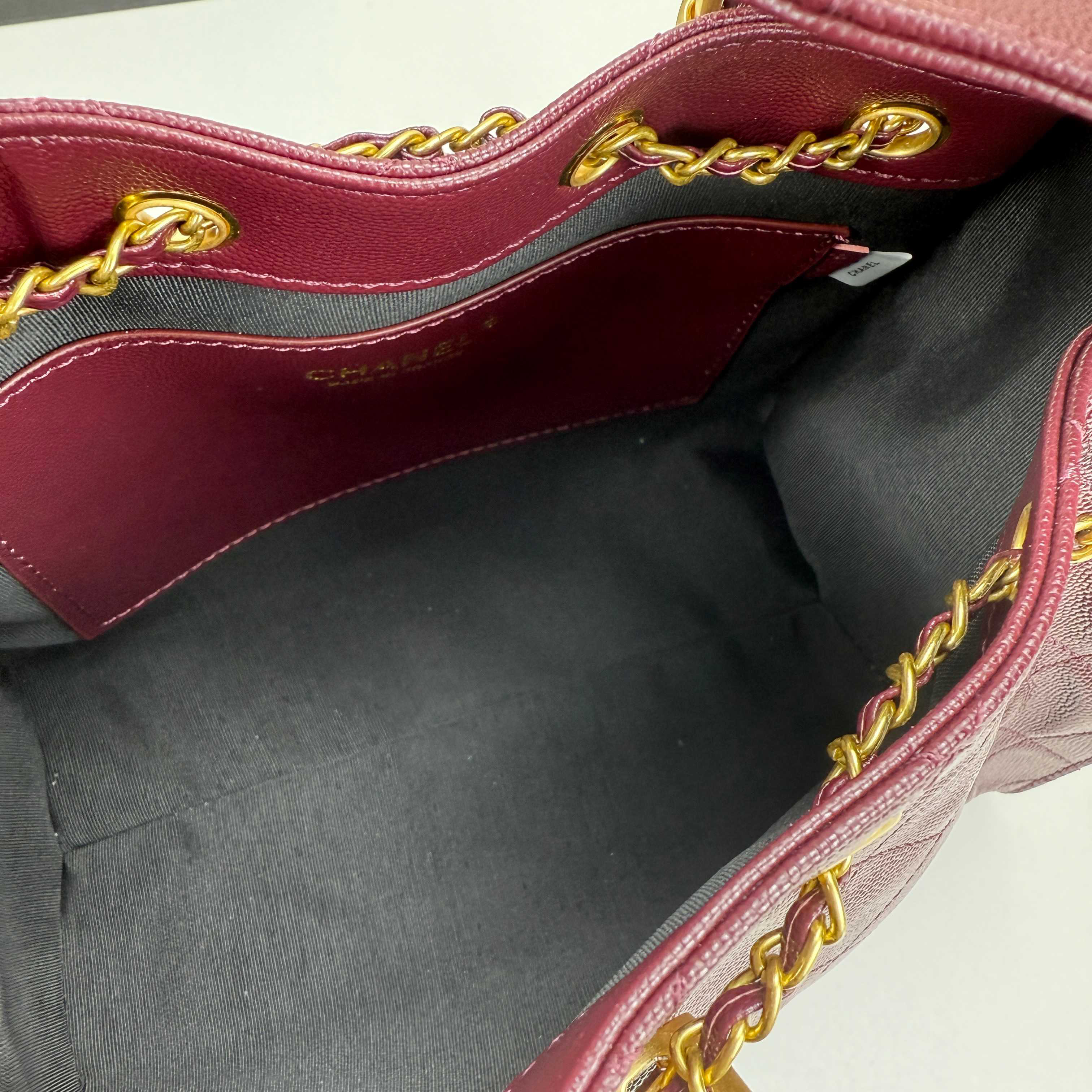 CC Inspired  25 Small Handbag Grained Calfskin & Gold-Tone Metal Burgundy -Bag - Gorchic - $152.99