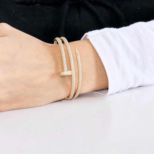 Cartyer Juste un Clou bracelet, double, half-paved - Gorchic - $48.99