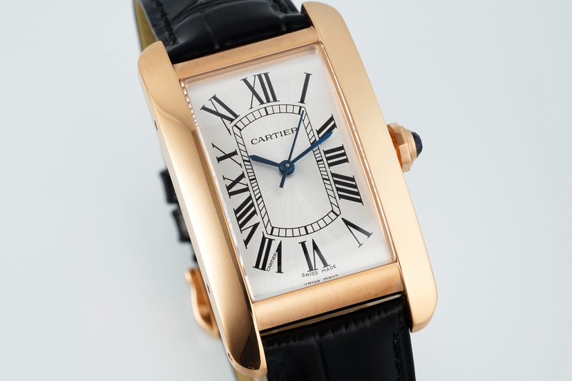 Cartyer Tank Américaine Cartyer watch, Rose Gold, Large Model - Gorchic - $125.99