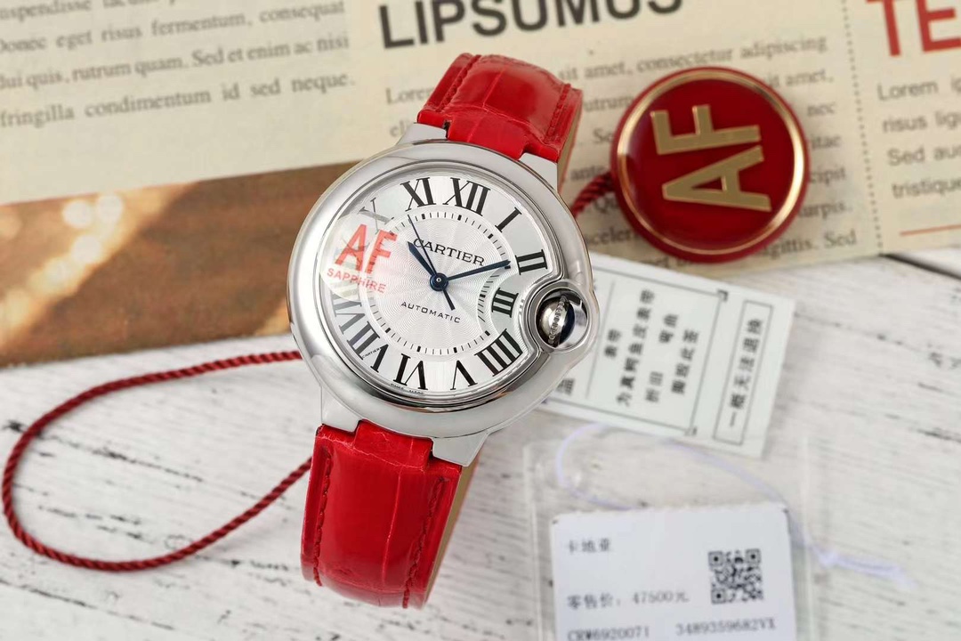 Cartyer Ballon Bleu de Cartyer Red Strap Watch - Gorchic - $116.99