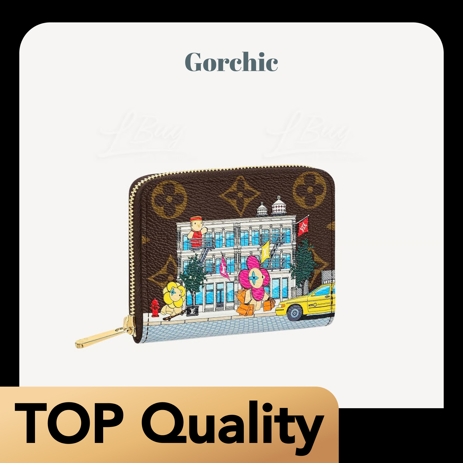 [TOP]Designer New York Mascot Vivienne Zipper Coin Purse Bag - Brown - Gorchic - $131.99