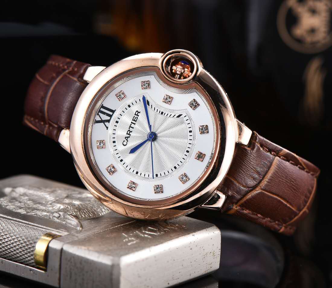 Cartyer Ballon Bleu de Cartyer Brown Strap Watch - Gorchic - $116.99