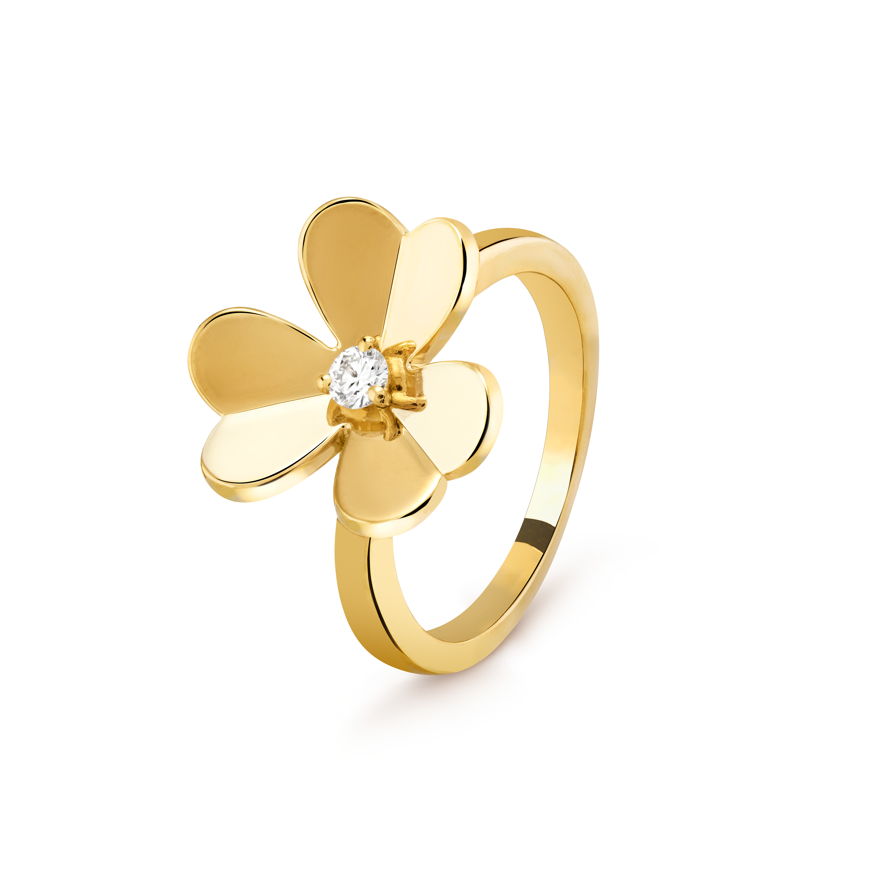 VAC Frivole ring, yellow gold, diamonds, 1 flower, small model - Gorchic - $39.99