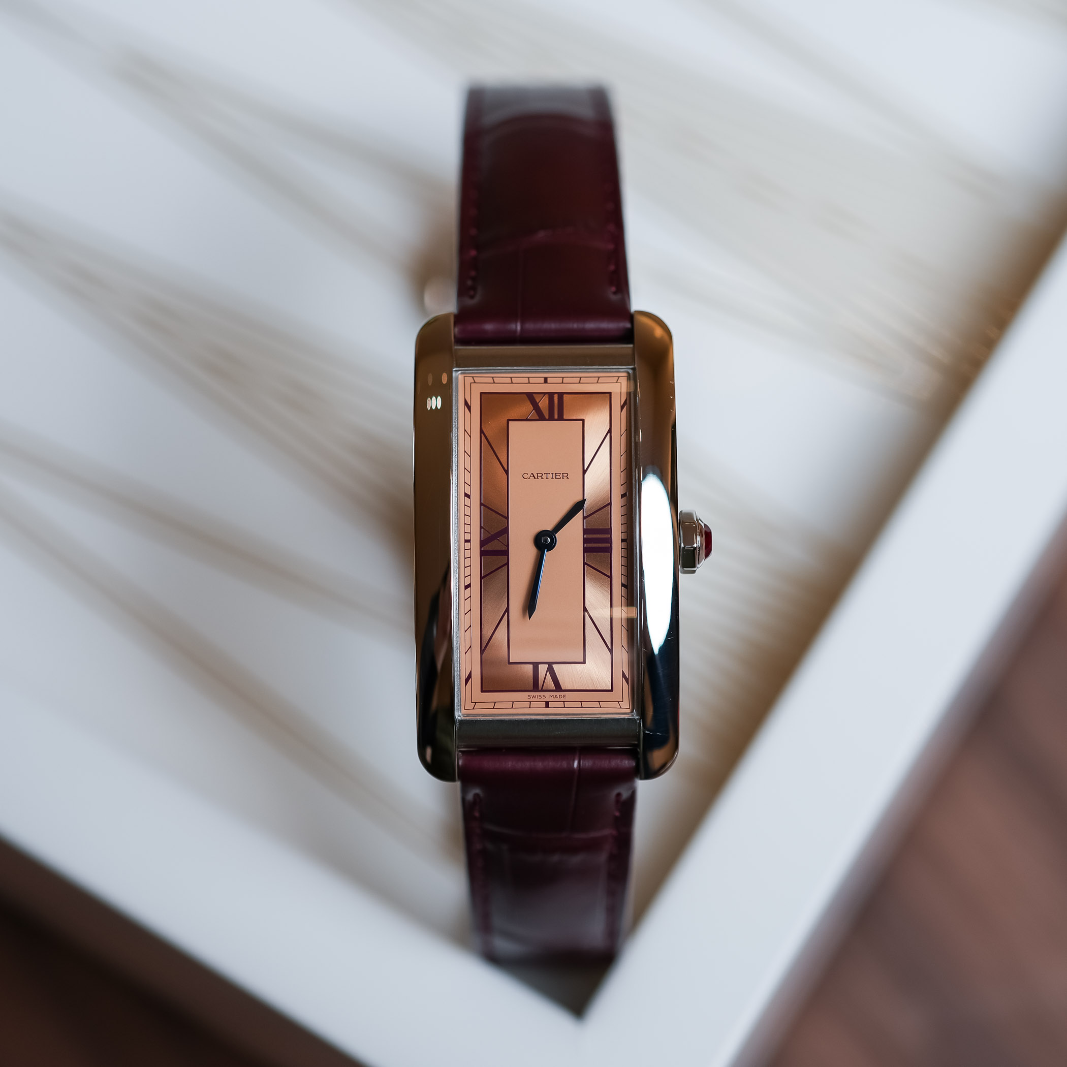 Cartyer Tank Américaine Cartyer watch, White Gold, Large Model - Gorchic - $109.99