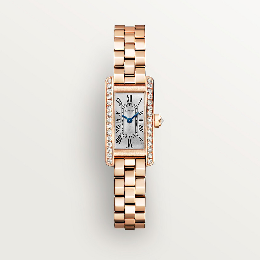 Cartyer Tank Américaine Cartyer watch, Rose Gold, Diamonds, Mini Model - Gorchic - $145.99
