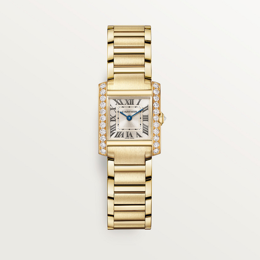 Cartyer Tank Française Cartyer watch, Yellow Gold, Diamonds, Small Model - Gorchic - $132.99