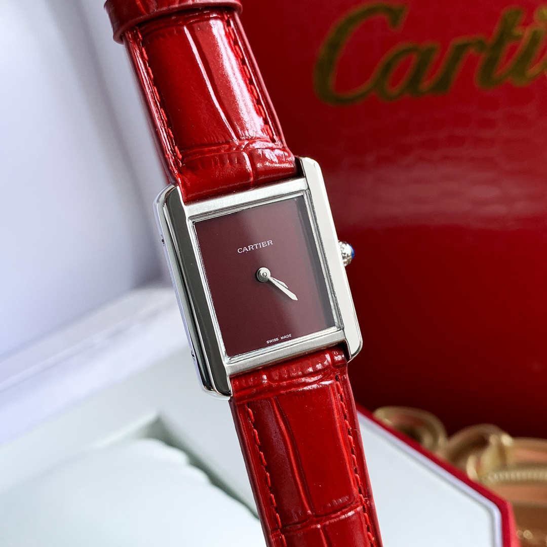 Cartyer Tank Must De Cartyer watch, White Gold, Large Model - Gorchic - $109.99