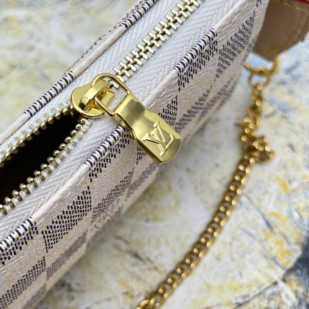 [TOP]Designer Damier Azur Mini Pochette Accessoires Handbag - White - Gorchic - $142.99