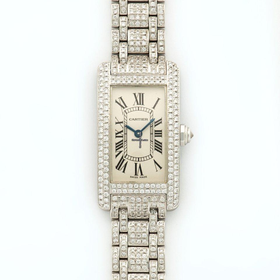 Cartyer Tank Américaine Cartyer watch, White Gold, Diamonds, Mini Model - Gorchic - $145.99