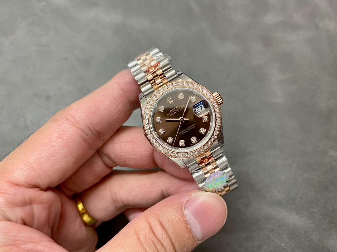 Rolex Datejust Rolex watch, Quartz watch, Oystersteel, Rose Gold, Diamonds, Classic Size - Gorchic - $127.99