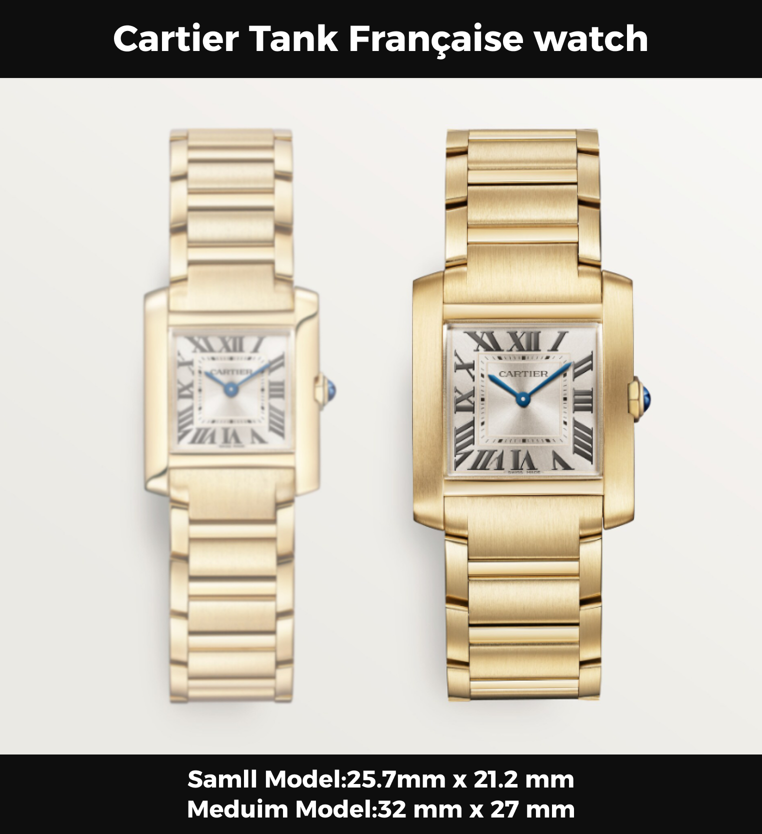 Cartyer Tank Française watch,Yellow Gold,Medium Model - Gorchic - $143.99