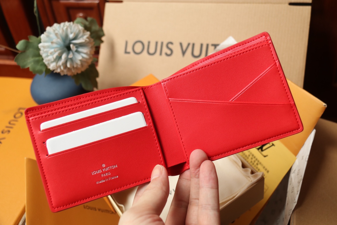 [TOP]Designer Red Taurillon Leather Slender Wallet - Gorchic - $131.99