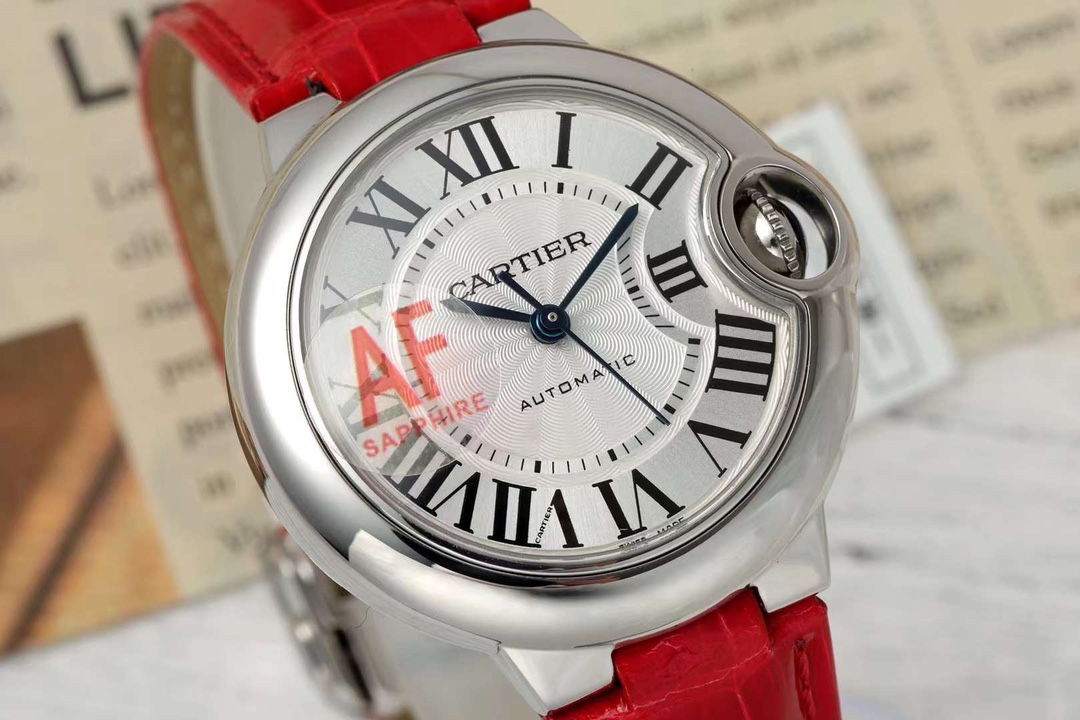Cartyer Ballon Bleu de Cartyer Red Strap Watch - Gorchic - $116.99