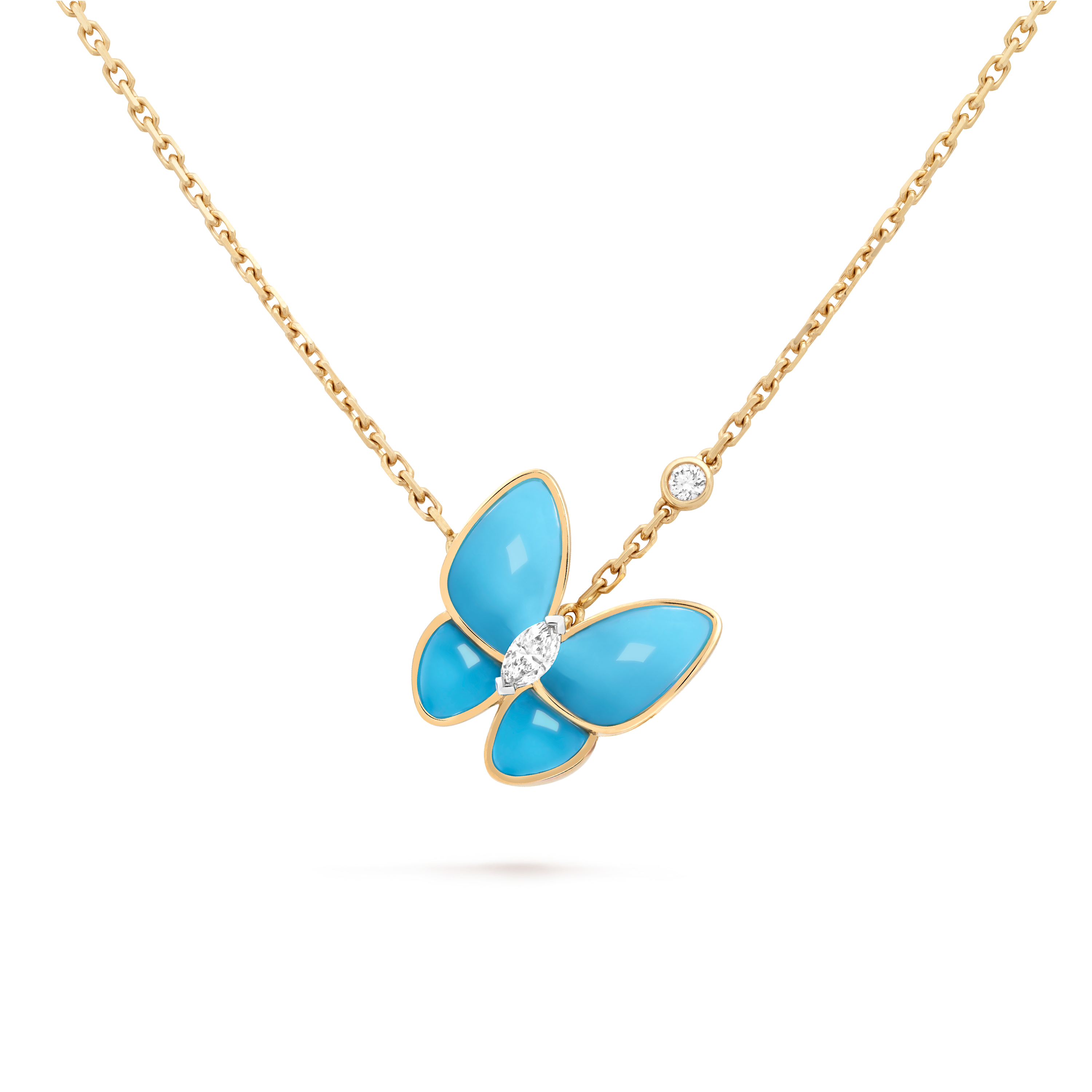 VAC Two Butterfly pendant, Yellow gold, diamonds, Small model - Necklace - Gorchic - $46.99