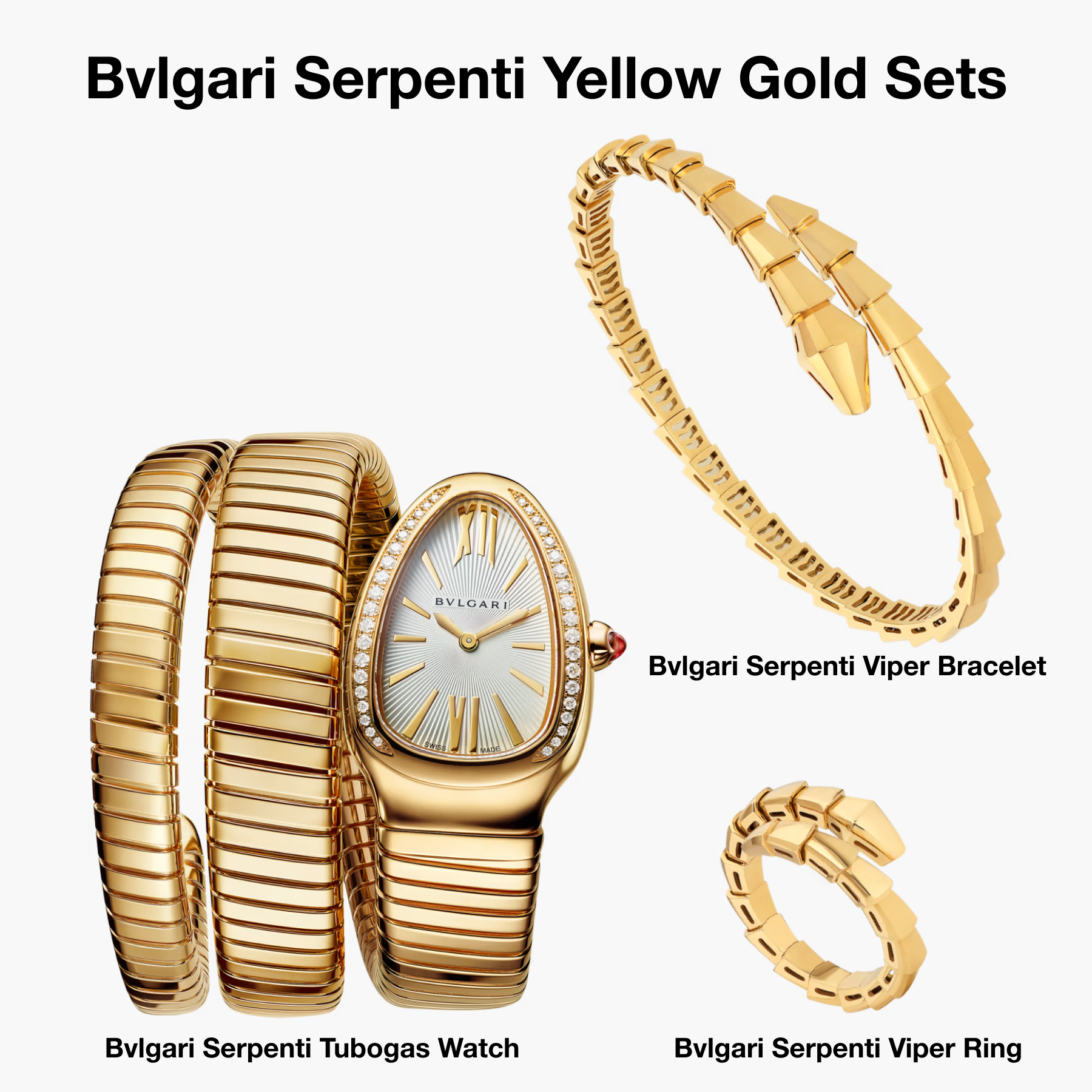 BV Serpenti Yellow Gold Sets - Gorchic - $176.99