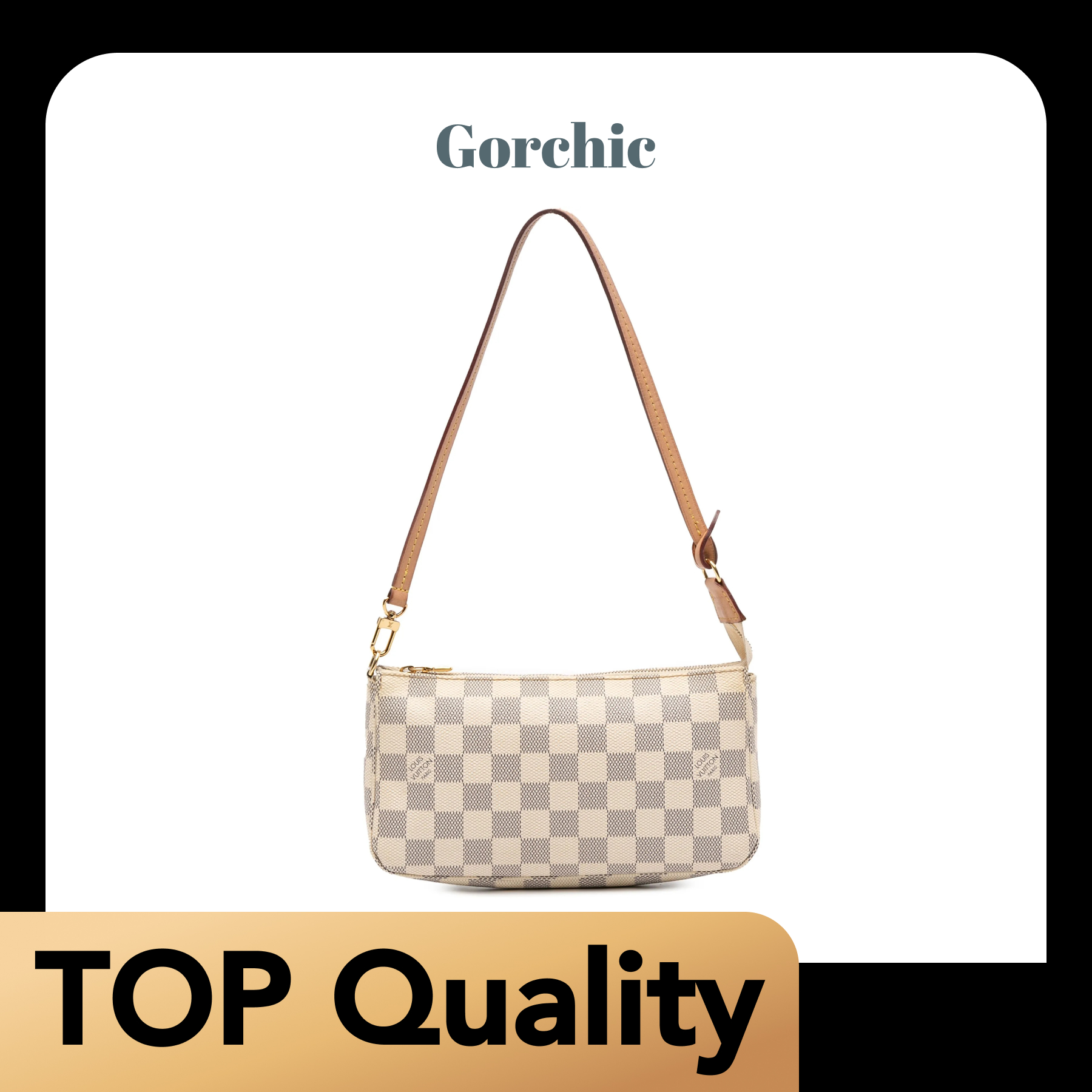 [TOP]Designer Damier Azur Pochette Accessoires Shoulder Bag - White - Gorchic - $147.99