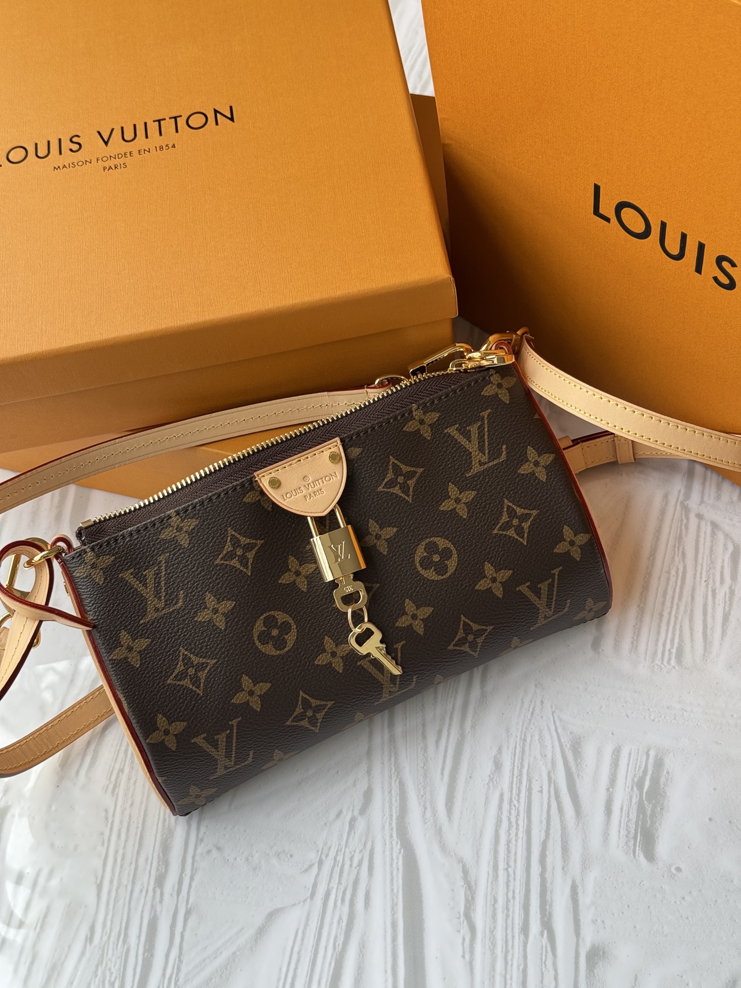 [TOP]Designer Monogram Pochette Tirette Gold Buckle Shoulder Bag - Brown - Gorchic - $199.99