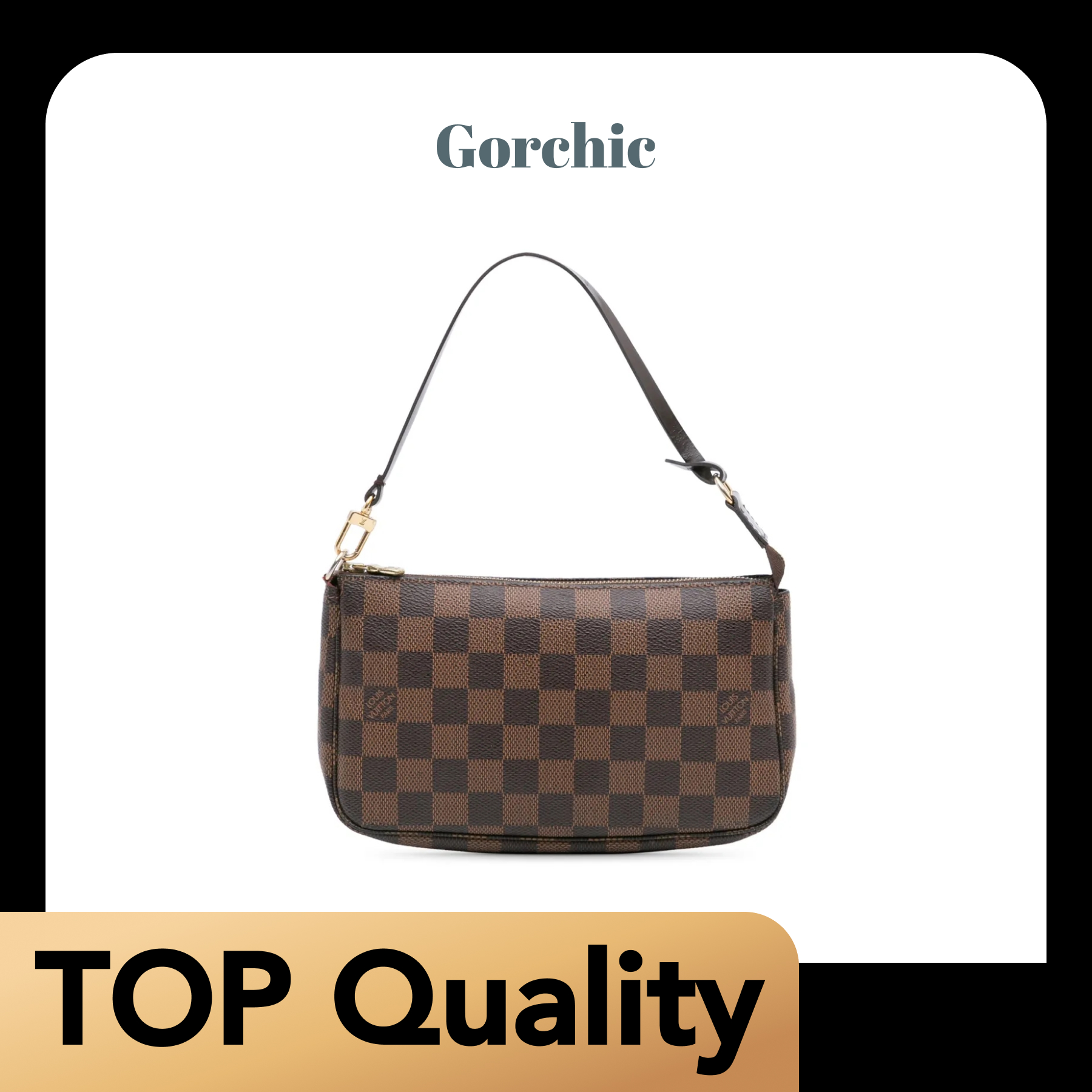 [TOP]Designer Damier Azur Pochette Accessoires Shoulder Bag - Black - Gorchic - $147.99