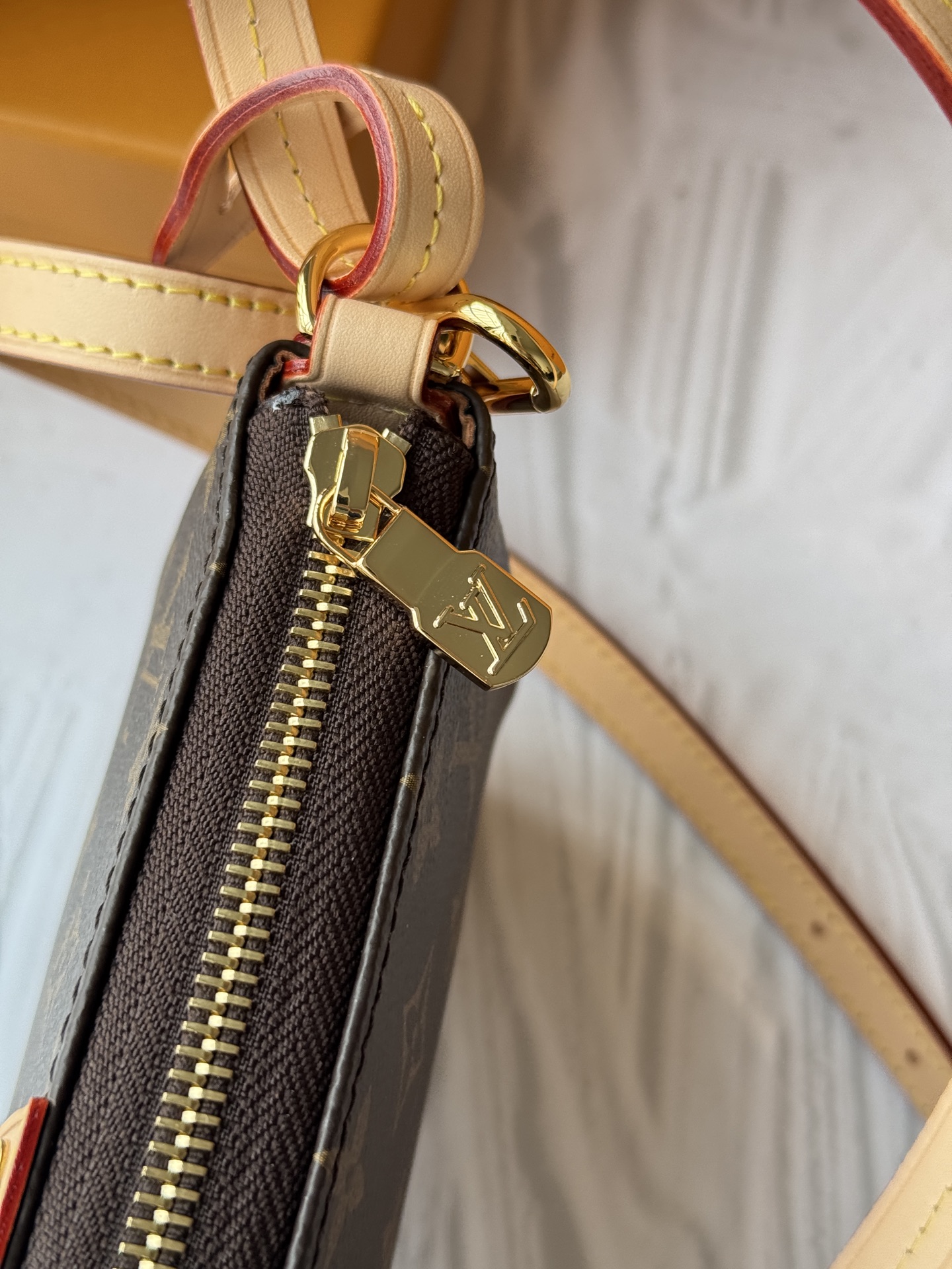 [TOP]Designer Monogram Pochette Tirette Gold Buckle Shoulder Bag - Brown - Gorchic - $199.99